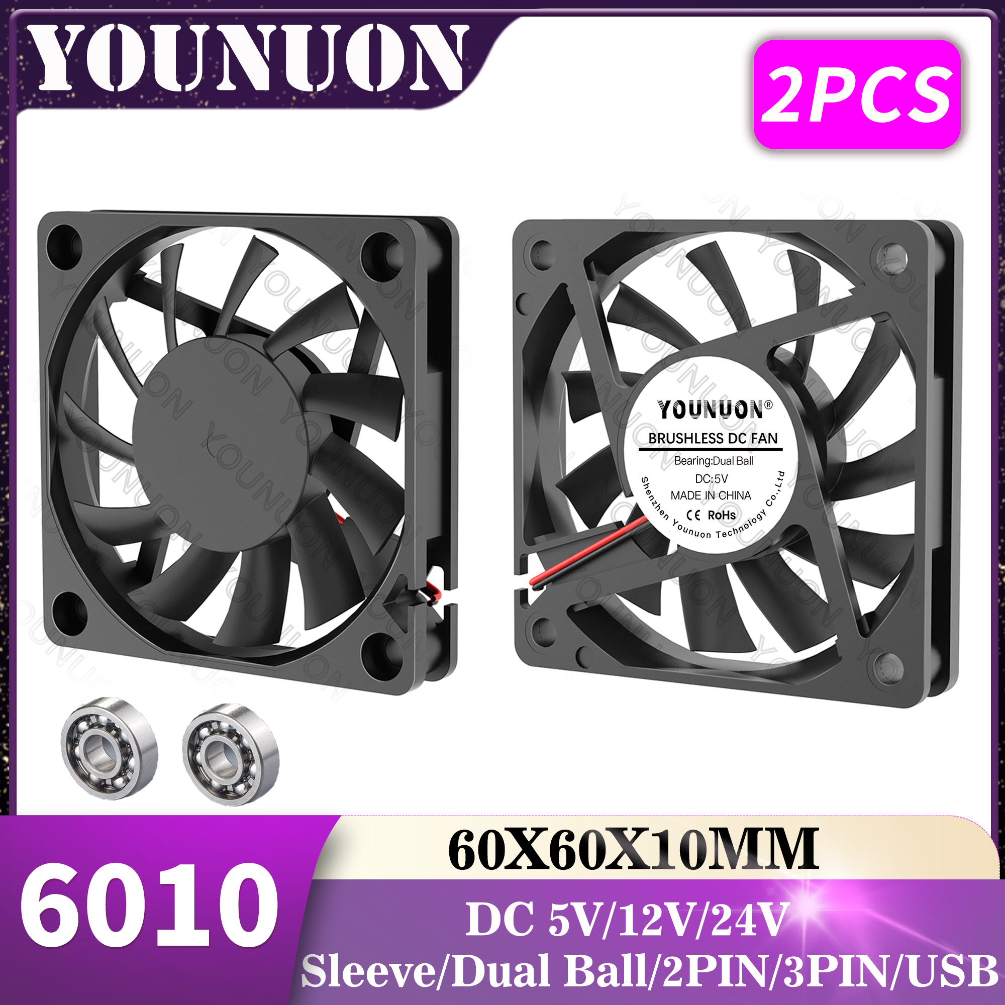2PCS 60mm 5V 12V 24V Brushless - Table Tennis 11 ulasan dan harga